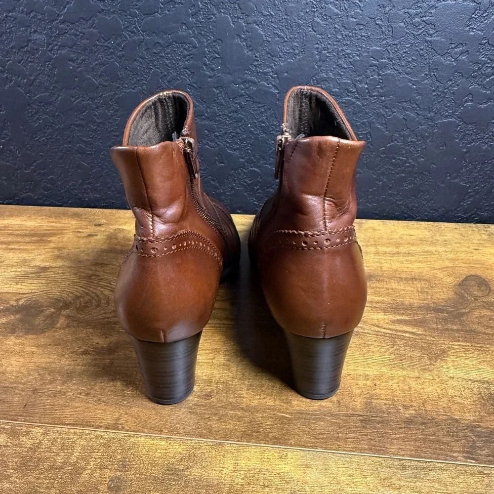 Gabor Brown Leather Brogue Ankle Boots Womens Size 6‎ UK 8.5 US